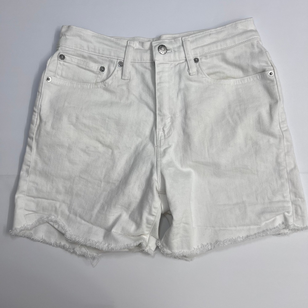 J.Crew Denim Shorts Womens Size 25 White High Rise Raw Hem Stretch Cotton Shorts
